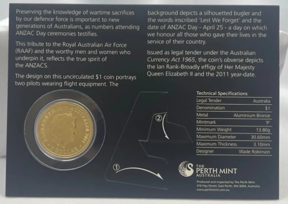 2011 1 Dollar Uncirculated Coin ANZAC Day