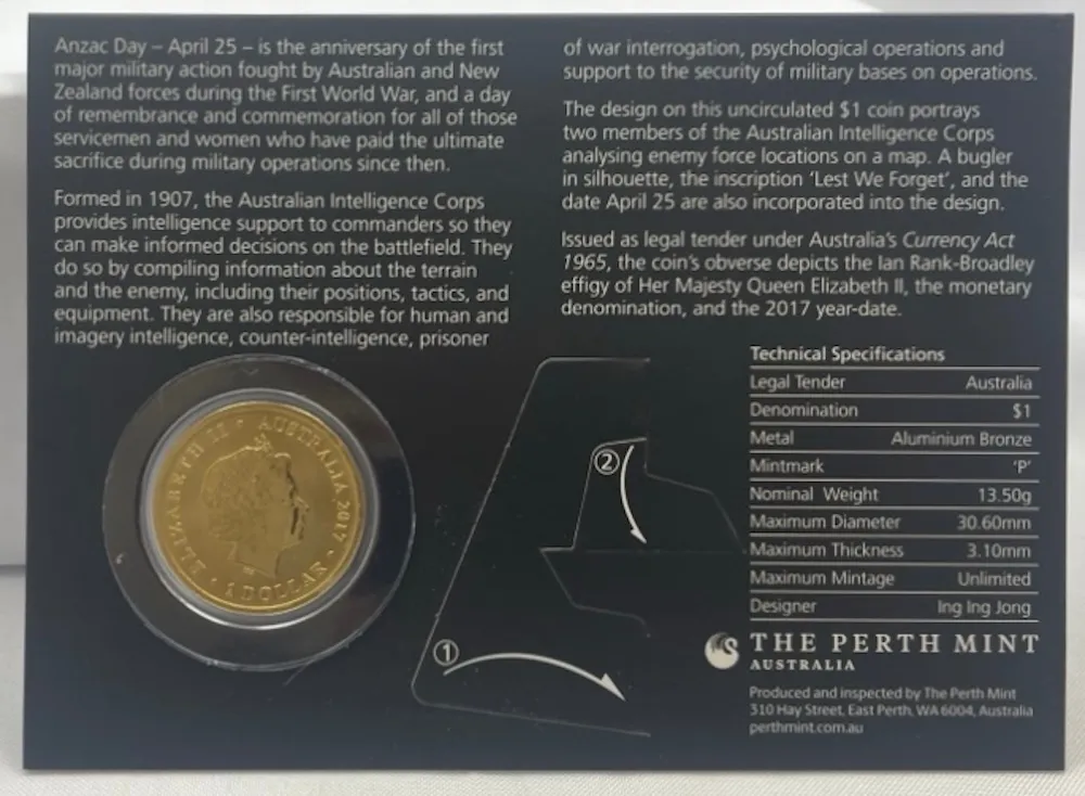 2017 1 Dollar Uncirculated Coin ANZAC Day