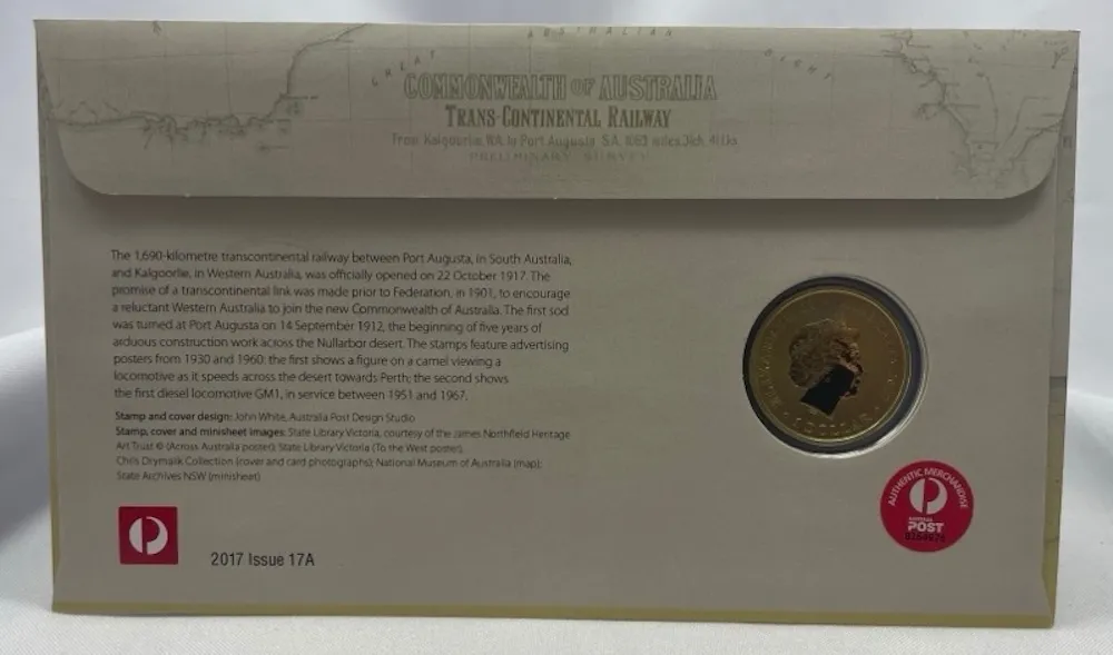 2017 1 Dollar PNC Trans Australian Railway Centenary Perth Stamp& Coin Show product image