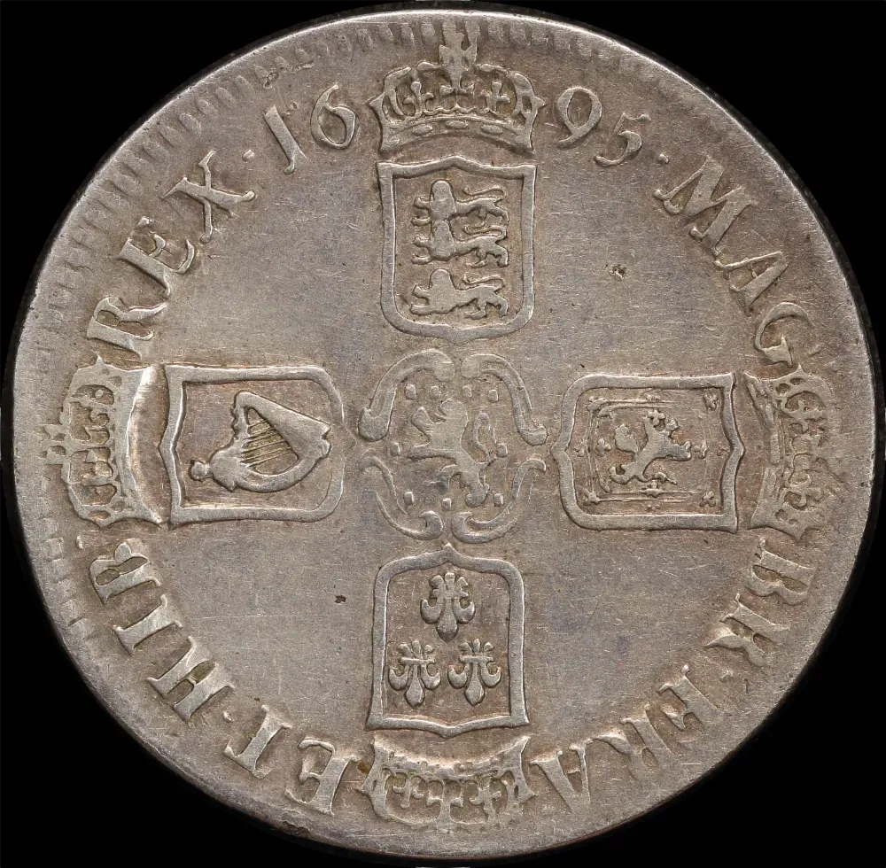 1695 OCTAVO Silver Crown William III S#3740 Very Fine