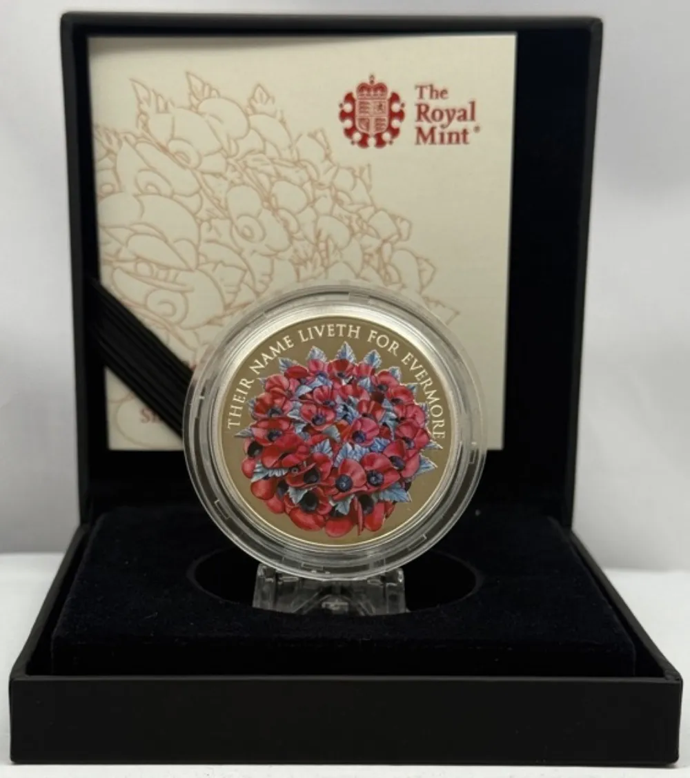 Alderney 2016 Silver Piedfort Proof Five Pounds KM# P10 Remembrance Day