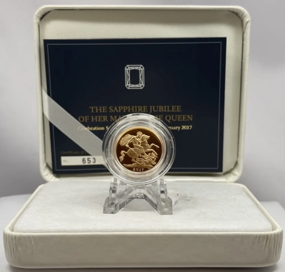 2017 Gold Proof Sovereign Elizabeth II S# SC11 Sapphire Jubilee
