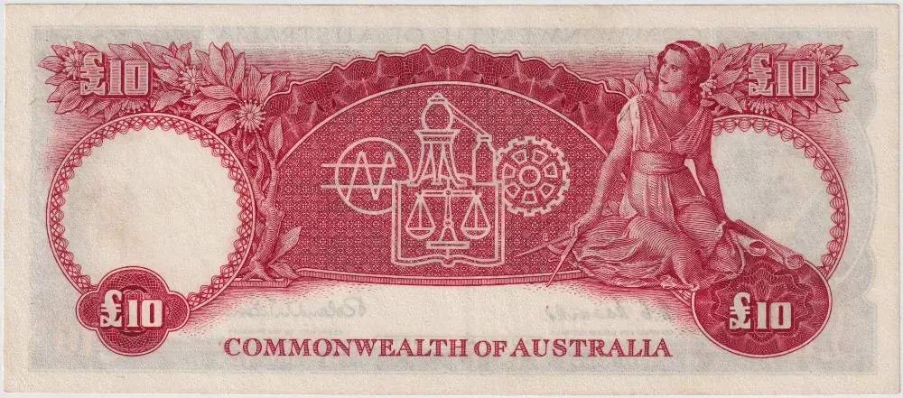 1954 Ten Pound Coombs/Wilson WA/00 First Prefix R62F good VF product image