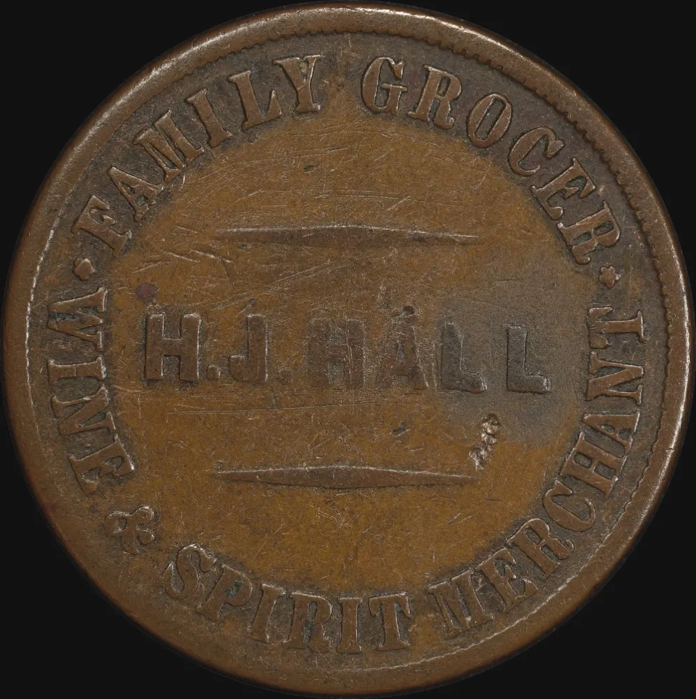 Hall Undated Copper Penny A# 165 Very Fine