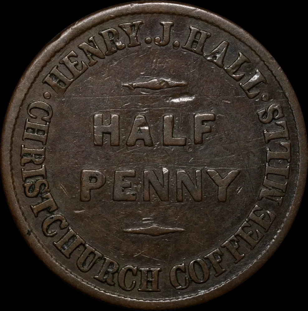 Hall Undated Copper Halfpenny A# 161 Very Fine