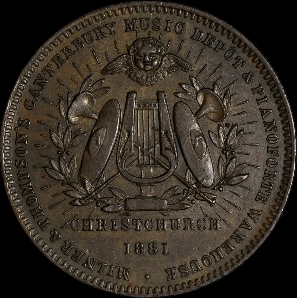 Milner & Thompson 1881 Copper Penny A# 377 about Unc