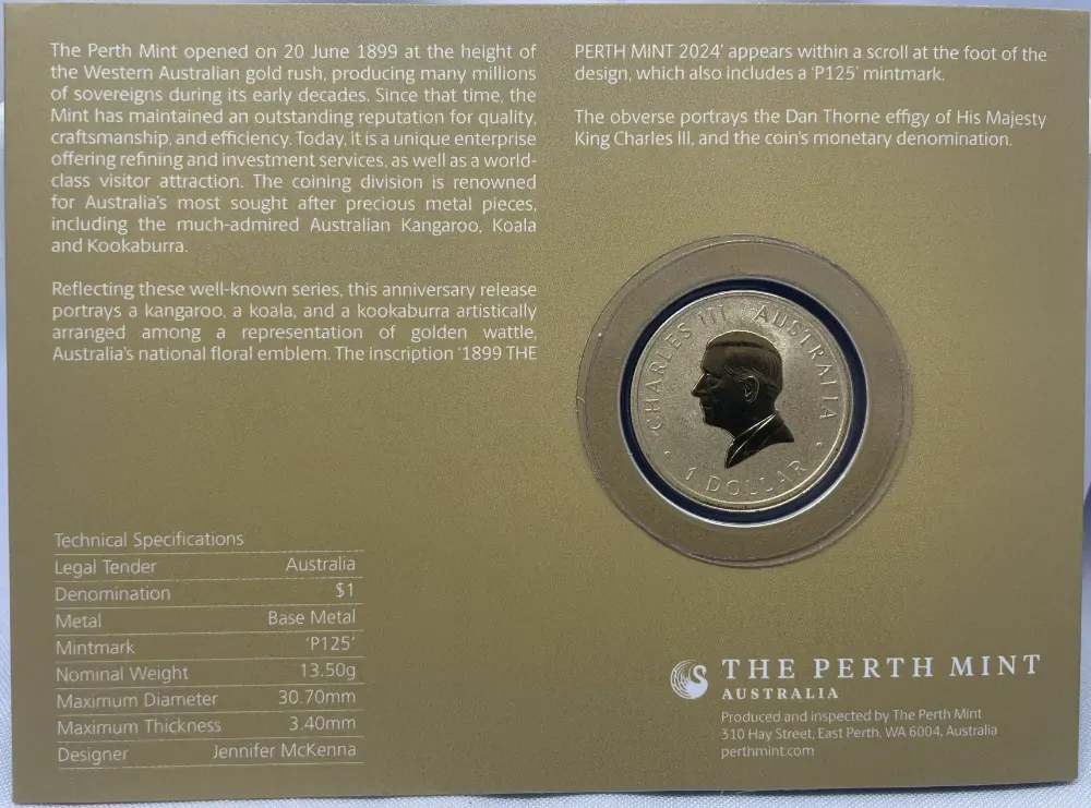 2024 1 Dollar Uncirculated Coin Perth Mint 125th Anniversary product image