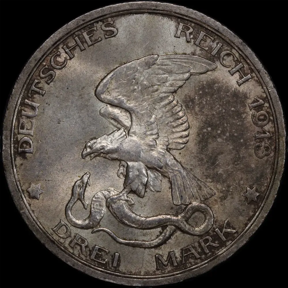 Germany (Prussia) 1913-A Silver 3 Marks Napoleon KM#535 Uncirculated