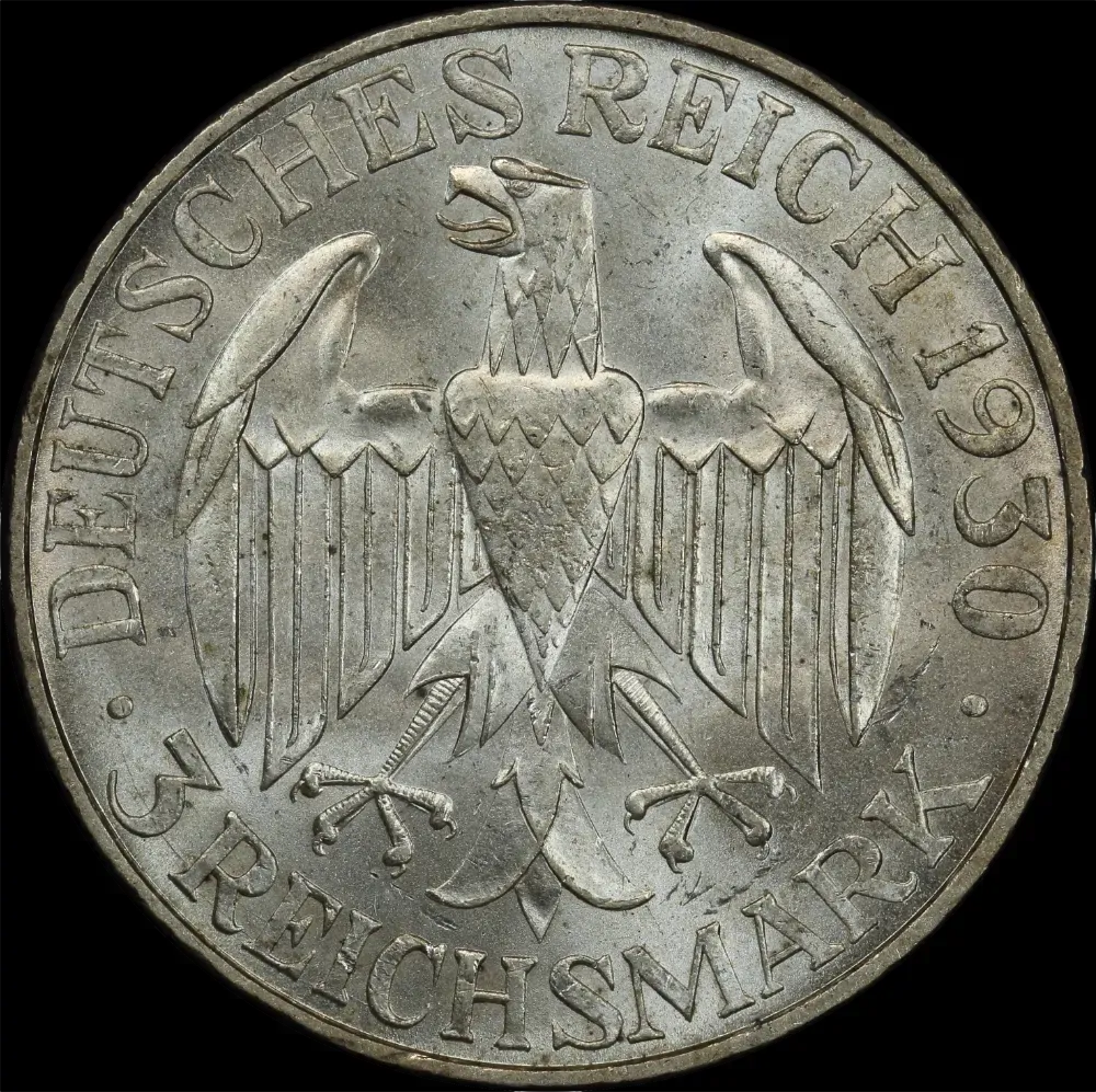 Germany (Weimar Republic) 1930-A Berlin Silver 3 Reichsmark Zeppelin about Unc product image