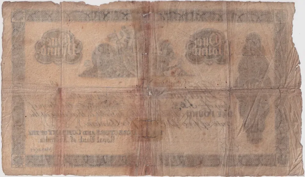 Royal Bank of Australia (Sydney) ca 1842 1 Pound Unissued Note Form MVR# 1 Very Good