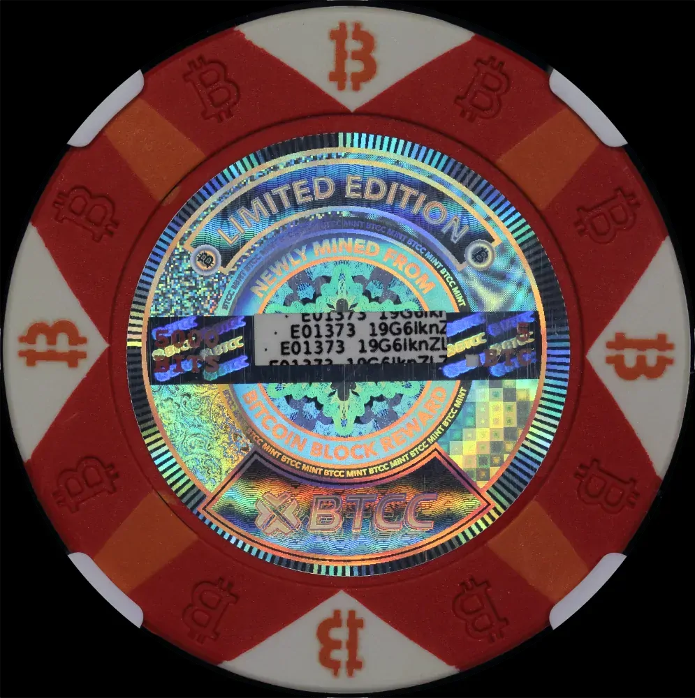 2016 5K Bits Bitcoin BTCC Poker Chip NGC MS70