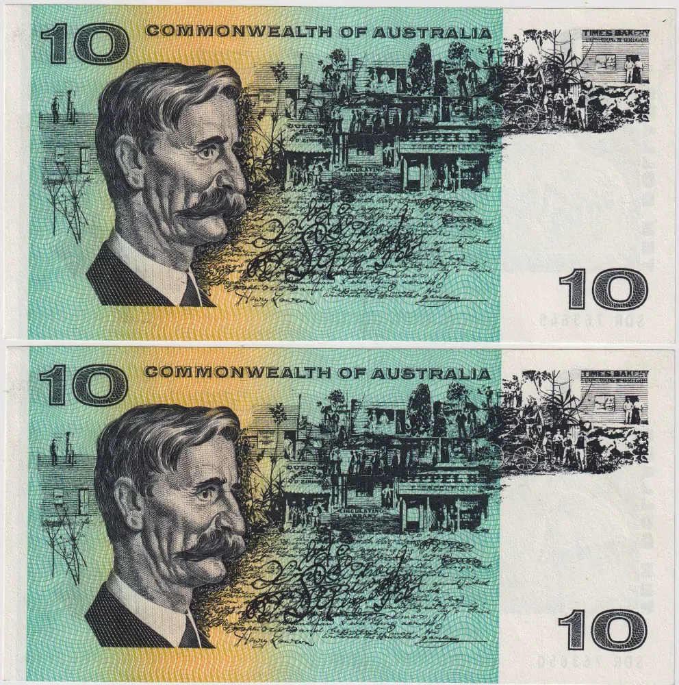 1967 $10 Note Consecutive Pair Coombs/Randall SDR 1st Prefix R302F good EF product image