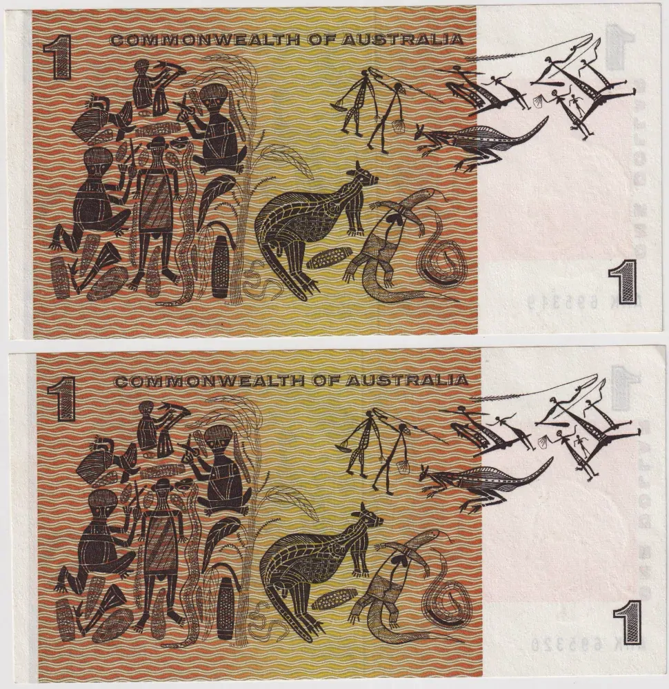 1968 $1 Note Consecutive Pair Coombs/Randall R72 about Uncirculated
