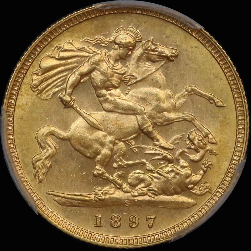 1897 Sydney Veiled Head Half Sovereign Unc (PCGS MS62)