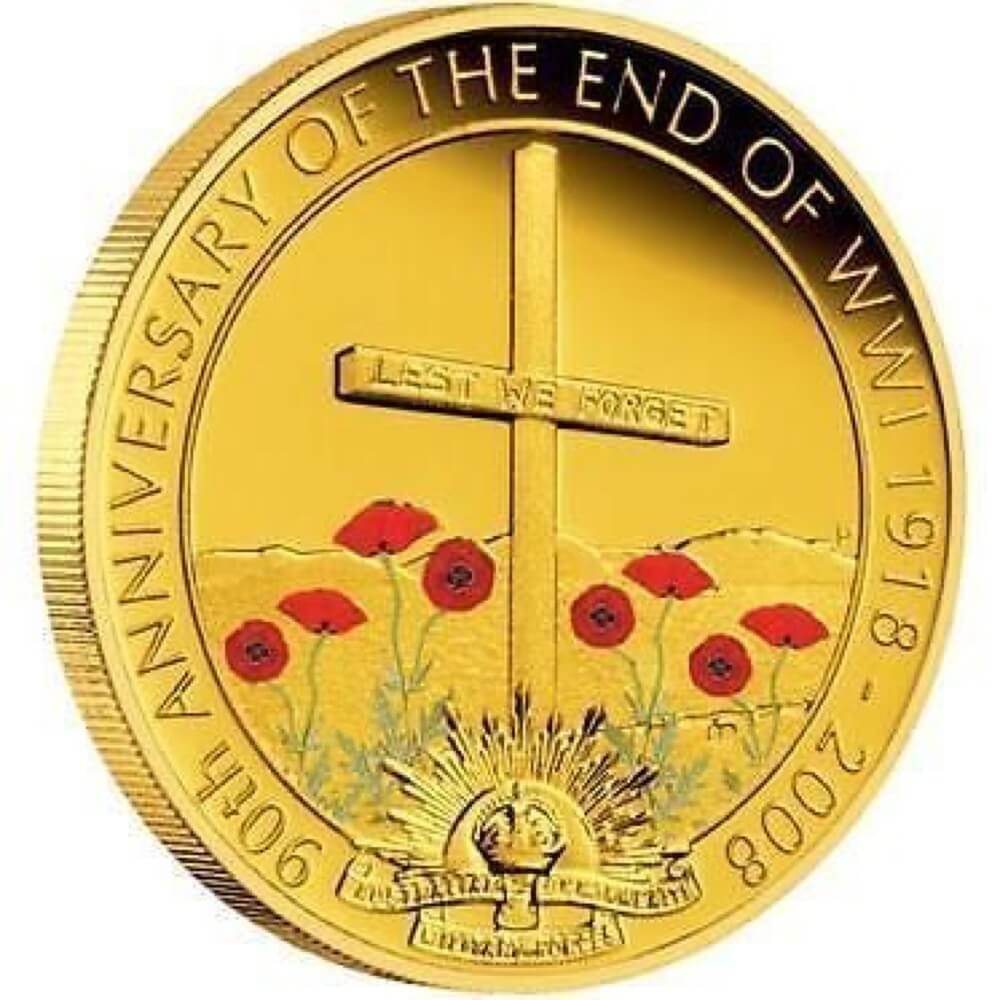 2008 Gold Quarter Ounce Proof Coin 90th Anniversary Of The End Of WWII product image