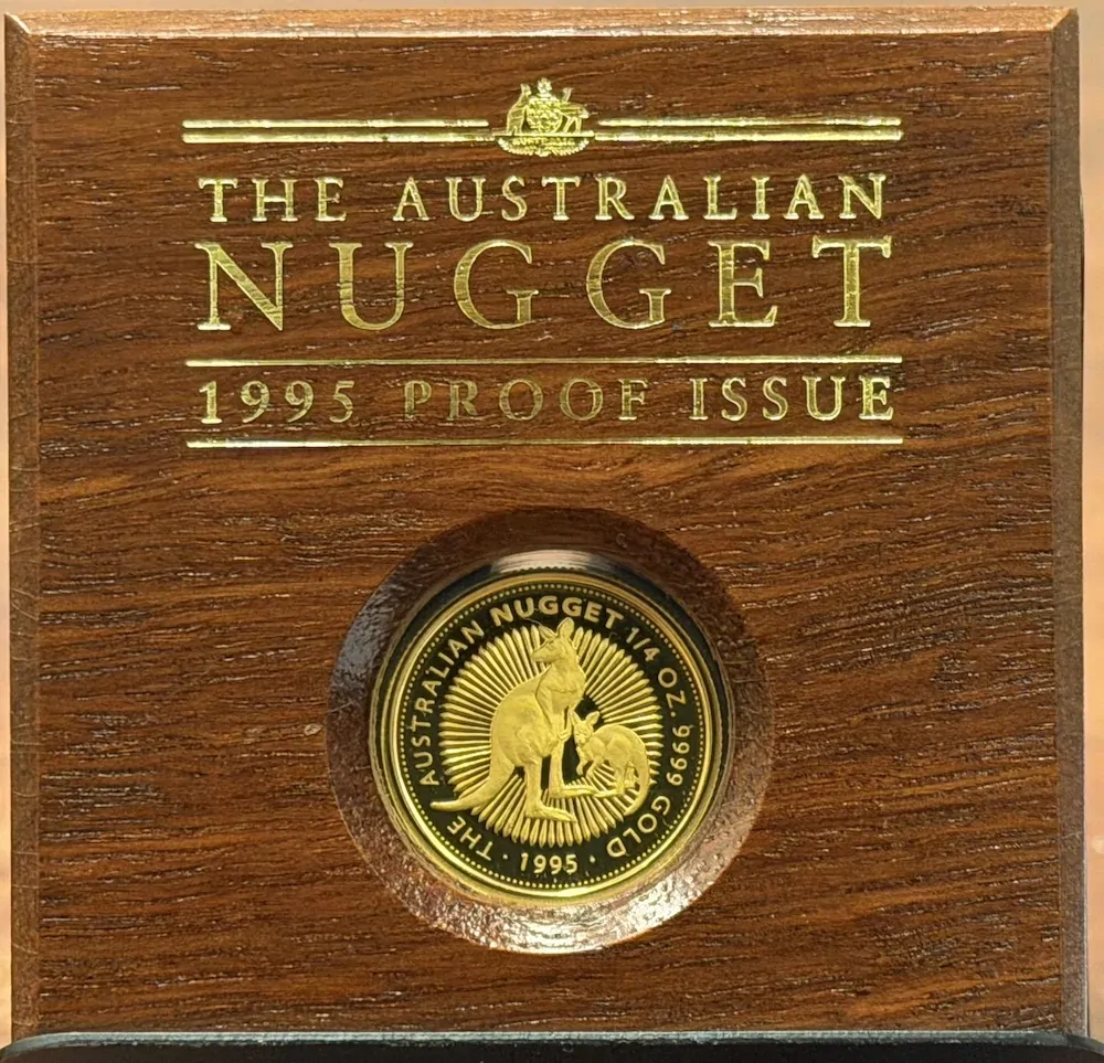 1995 Gold Quarter Ounce Proof Coin Kangaroo Nugget
