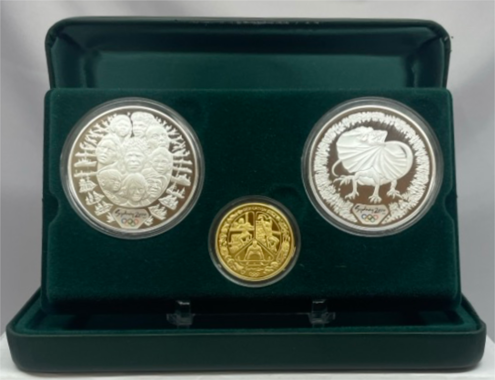 Sydney 2000 Olympic Gold and Silver 3 Proof Coin Set #3 Dedication II