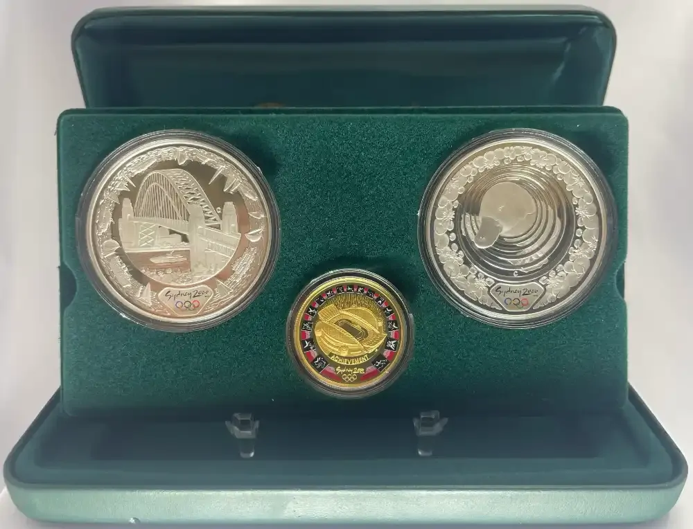 Sydney 2000 Olympic Gold and Silver 3 Proof Coin Set #6 Achievement (Stadium) product image