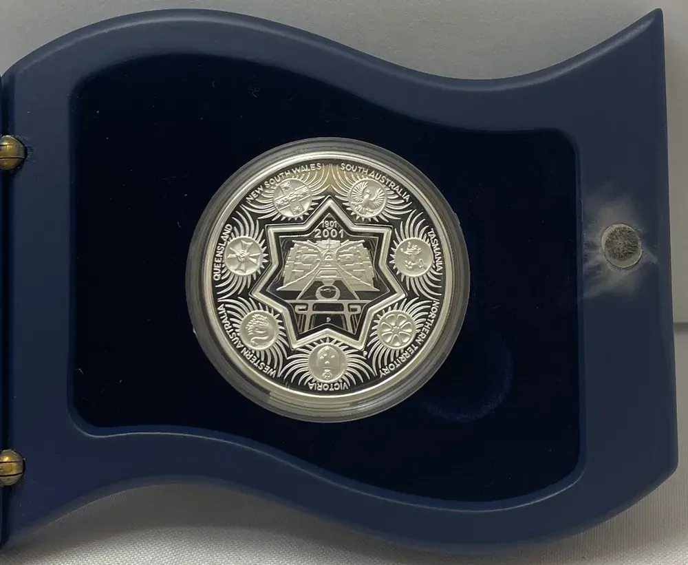 2001 Silver 1 Ounce Proof Coin Federation Holey Dollar