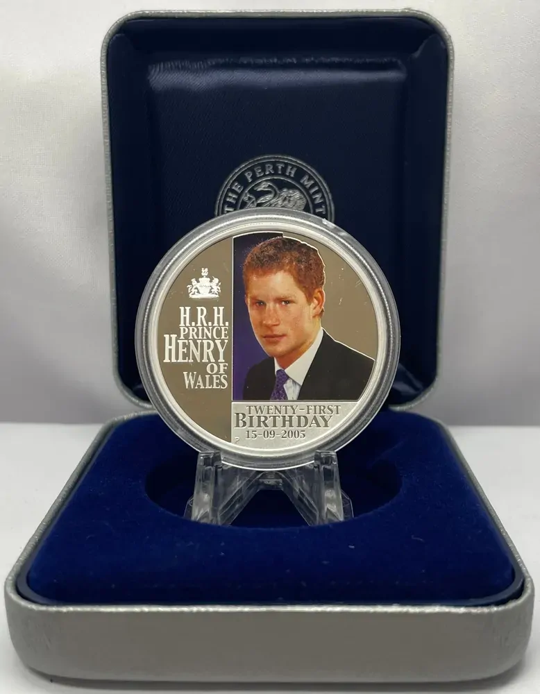 2005 Silver 1 Ounce Proof Coin HRH Prince Harry 21st Birthday