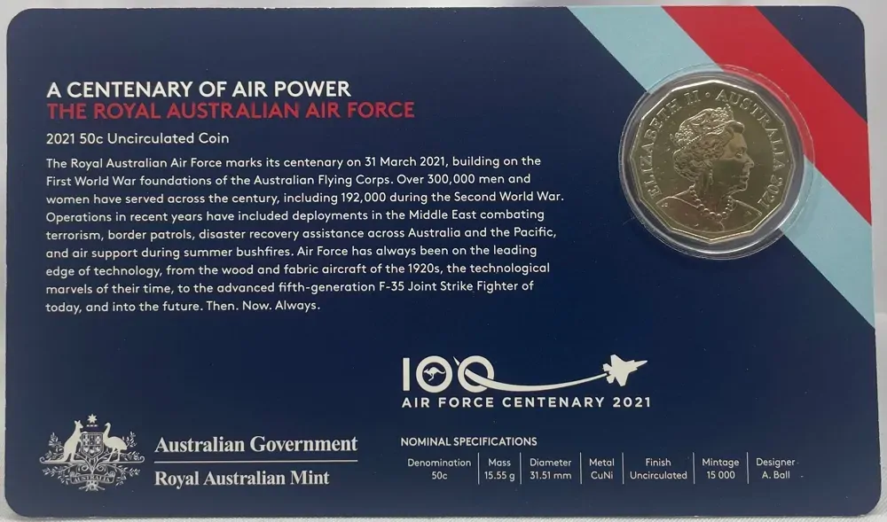 2021 50 Cent Uncirculated Coin RAAF A Centenary of Air Power Ex Set product image