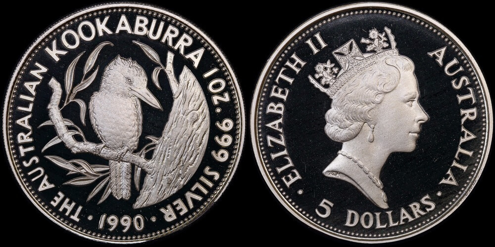 1990 Silver 1 Ounce Proof Kookaburra Coin