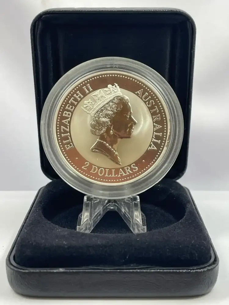 1993 Silver 2oz Kookaburra Coin Two Whales Privy Mark