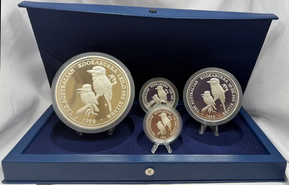 1998 Silver Proof Four Coin Set (1kg 10oz 2oz 1oz) Kookaburra