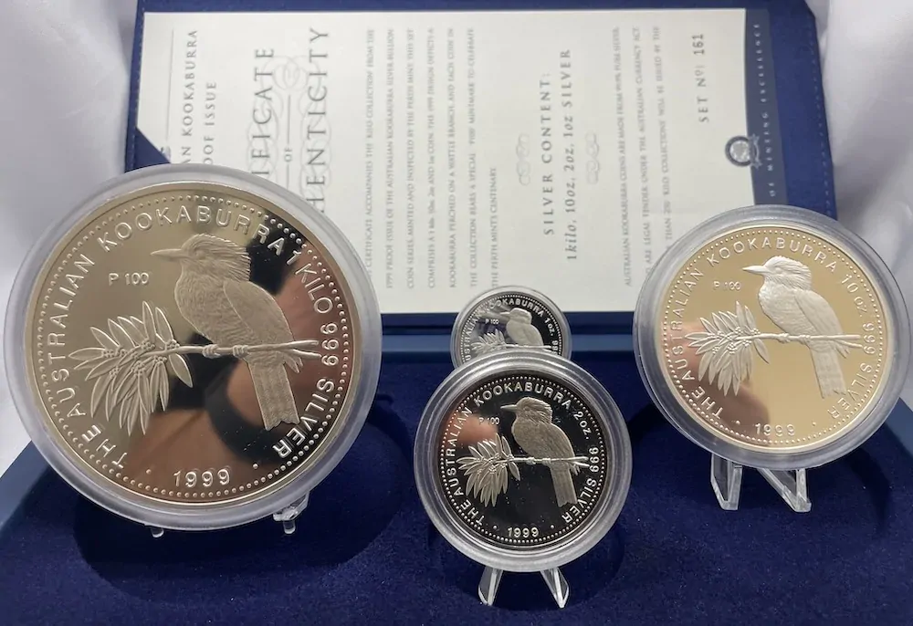 1999 Silver Four Coin Set (1kg 10oz 2oz 1oz) Kookaburra product image