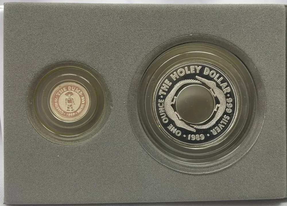1989 Silver Proof Holey Dollar And Dump Coin Set