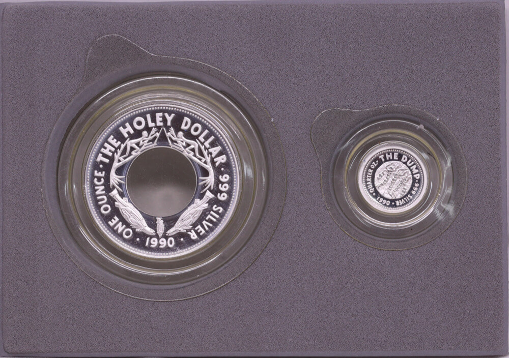 1990 Silver Holey Dollar And Dump Coin Set