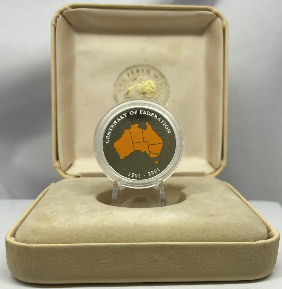 Perth Mint 2001 Silver Proof Medallion Exhibition Centenary of Federation Engraved