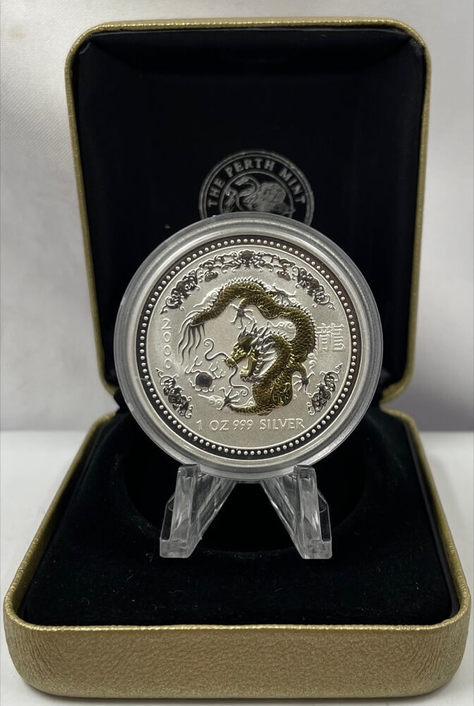 2000 Silver Lunar One Ounce Gilded Coin - Dragon product image