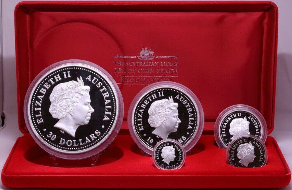 Australia 2000 Silver Lunar 5 Coin Proof Set Perth Mint Series I Dragon product image