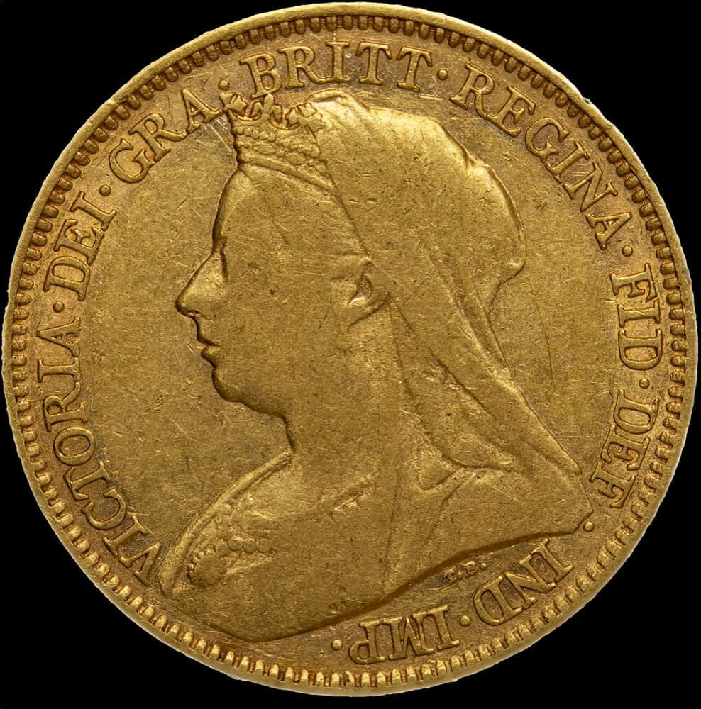 1899 Melbourne Veiled Head Half Sovereign about VF