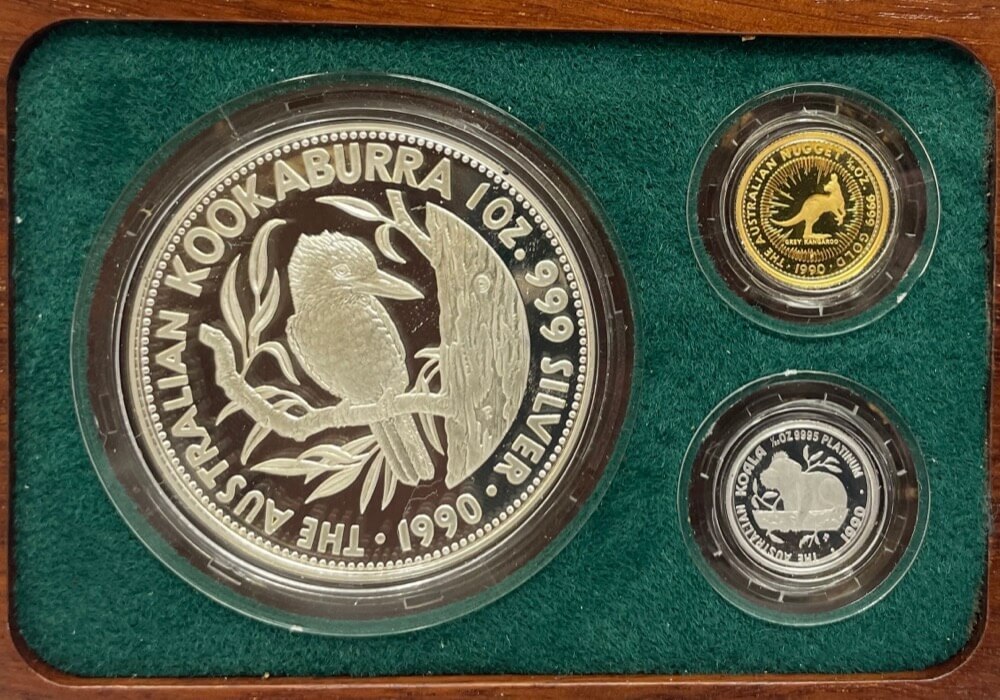 1990 Gold Platinum Silver Family of Precious Metals Proof Coin Set Mini