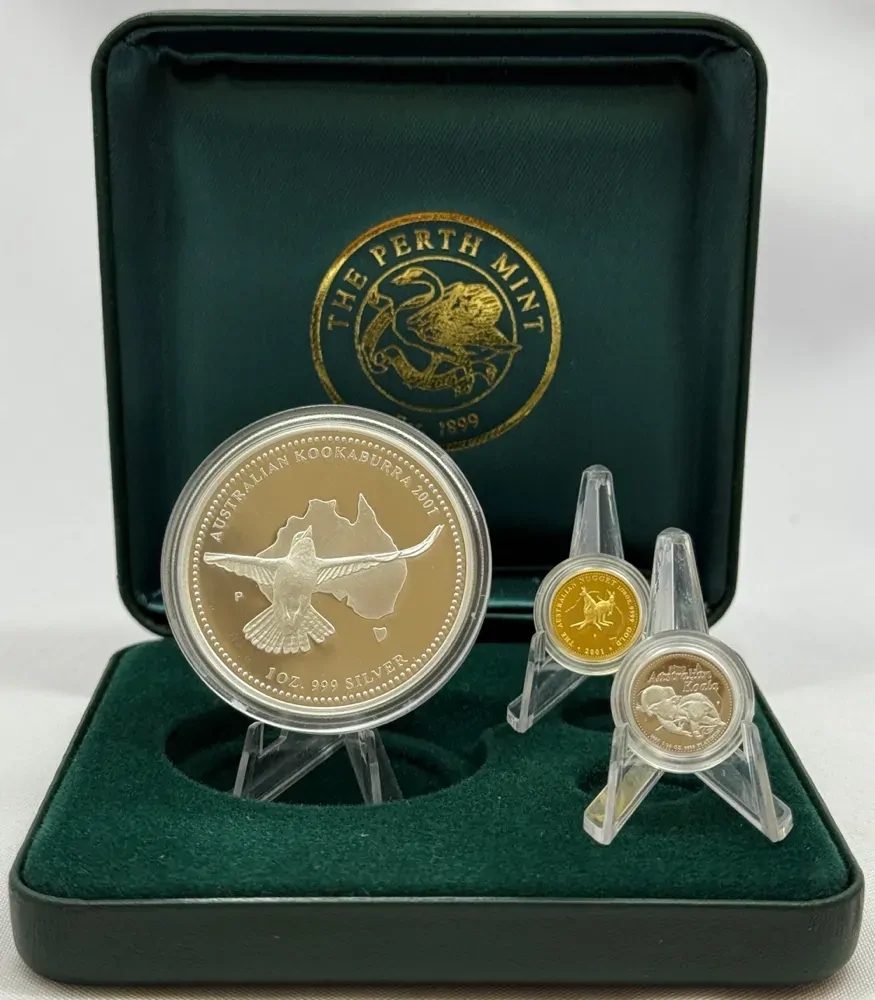 2001 Gold Platinum Silver Family of Precious Metals Proof Coin Set