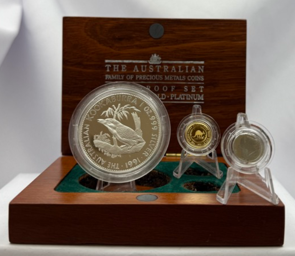 1991 Gold Platinum Silver Family of Precious Metals Proof Coin Set