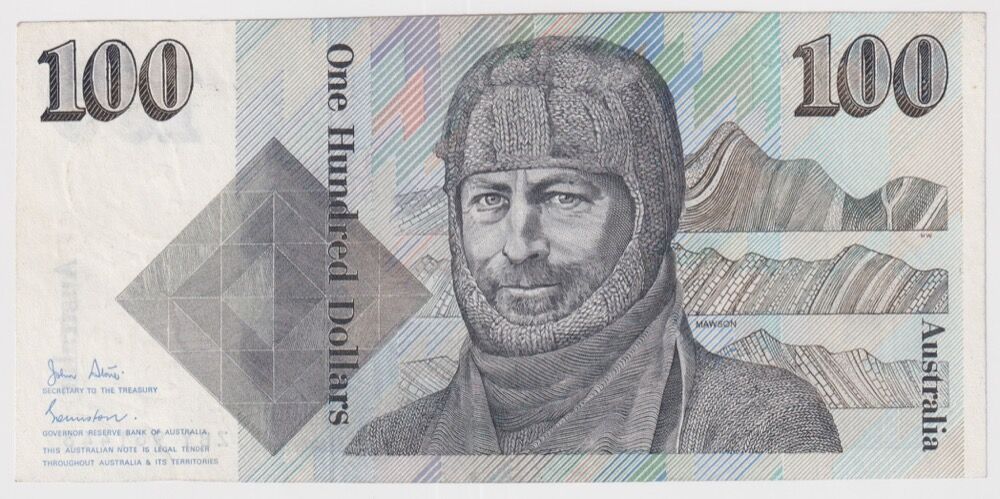 1984 $100 Note Johnston/Stone Wet Ink Transfer R608 about Unc