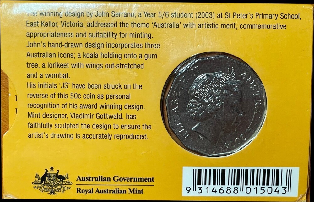 2004 50 Cent Uncirculated Coin Student Design Wombat