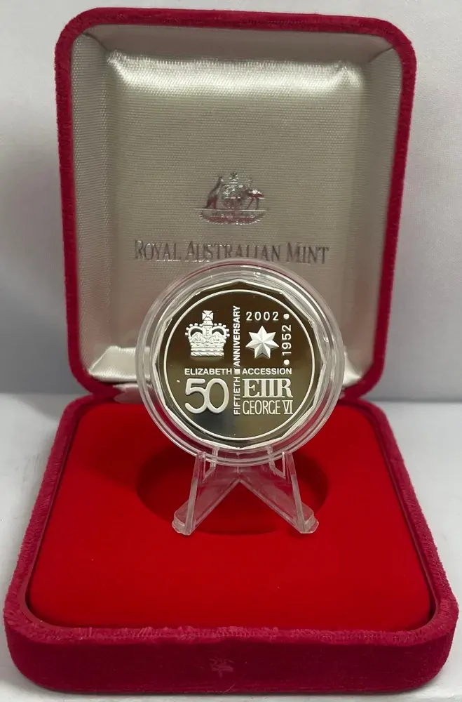 2002 Silver 50 Cent Proof Coin Accession Golden Jubilee