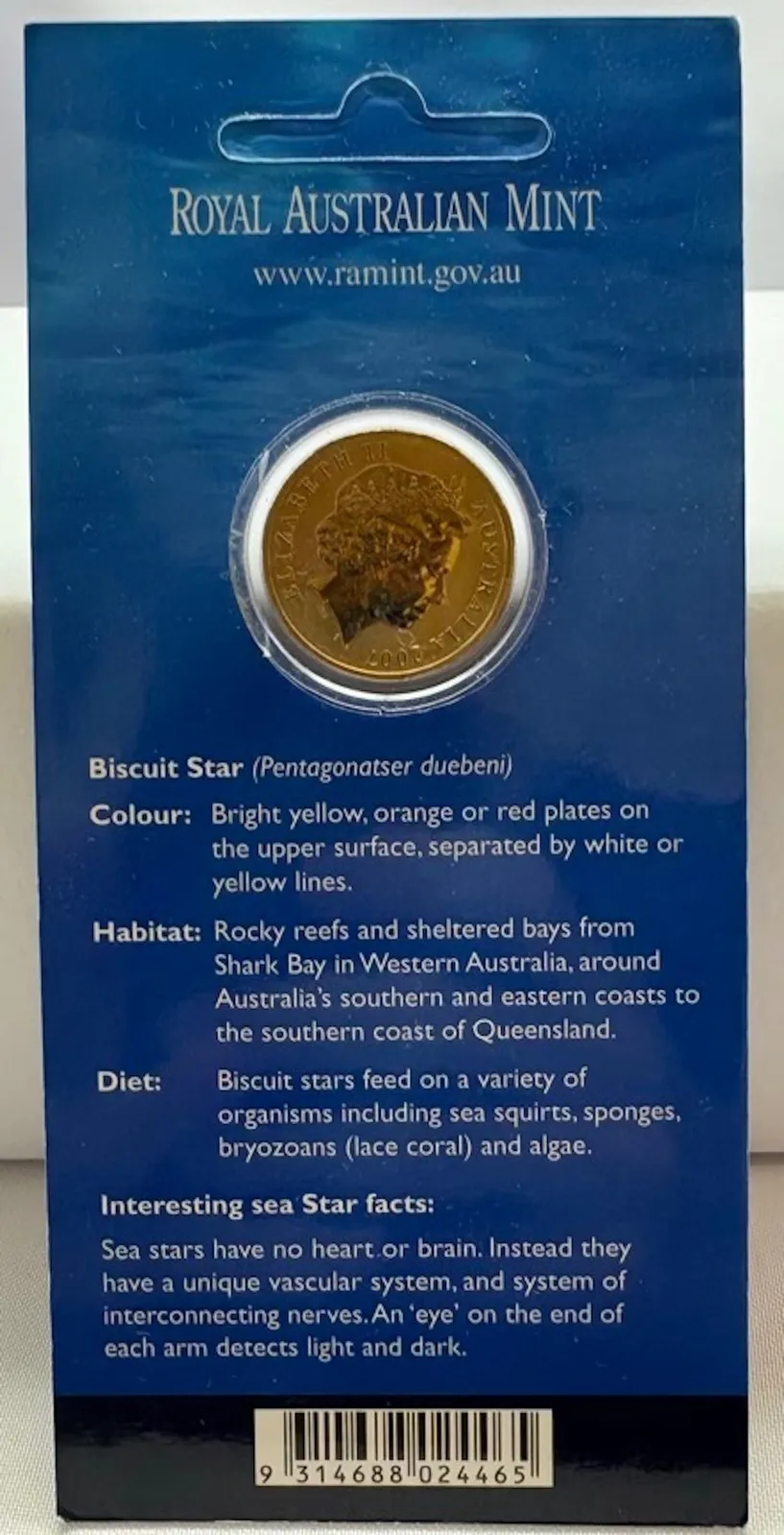 2007 Coloured 1 Dollar Uncirculated Coin Ocean Series Biscuit Starfish