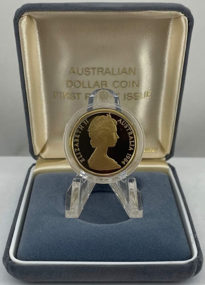 1984 1 Dollar Proof Coin in Blue Velvet Box
