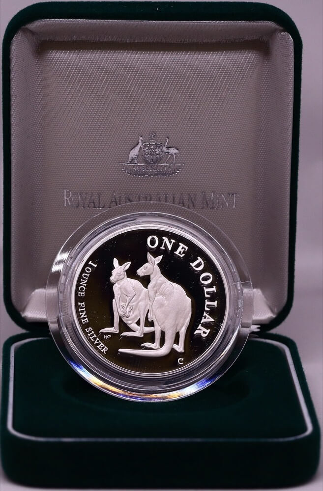1999 Silver 1 Dollar Proof Coin Two Kangaroos