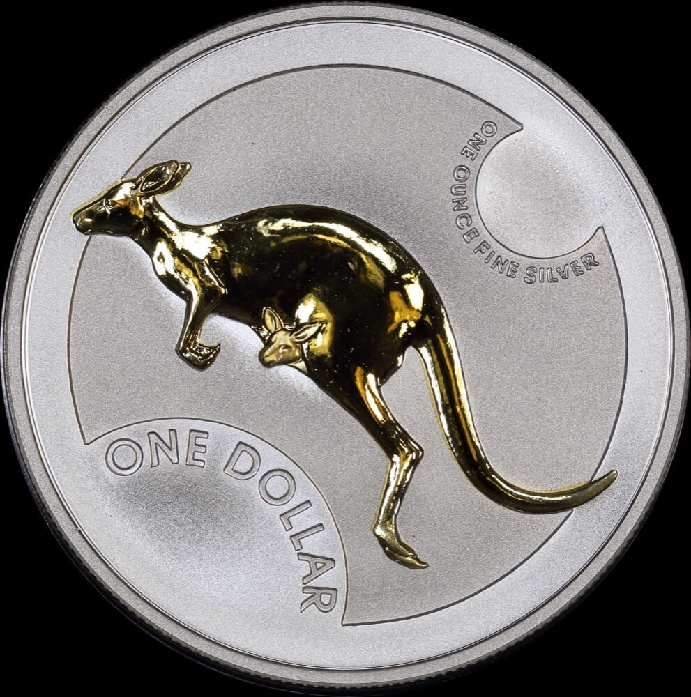 2006 1 Dollar Silver Kangaroo Selectively Gold Plated Spirit of Australia product image