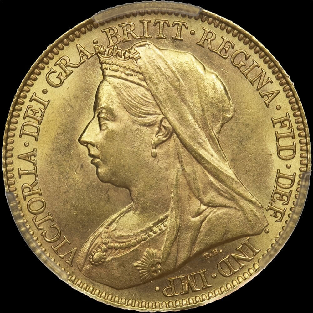1899 Melbourne Veiled Head Half Sovereign Choice Unc (PCGS MS64)