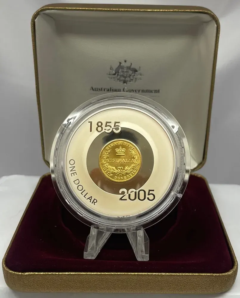 2005 1 Dollar Proof Ballot Issue Sydney Mint 1855 Half Sovereign