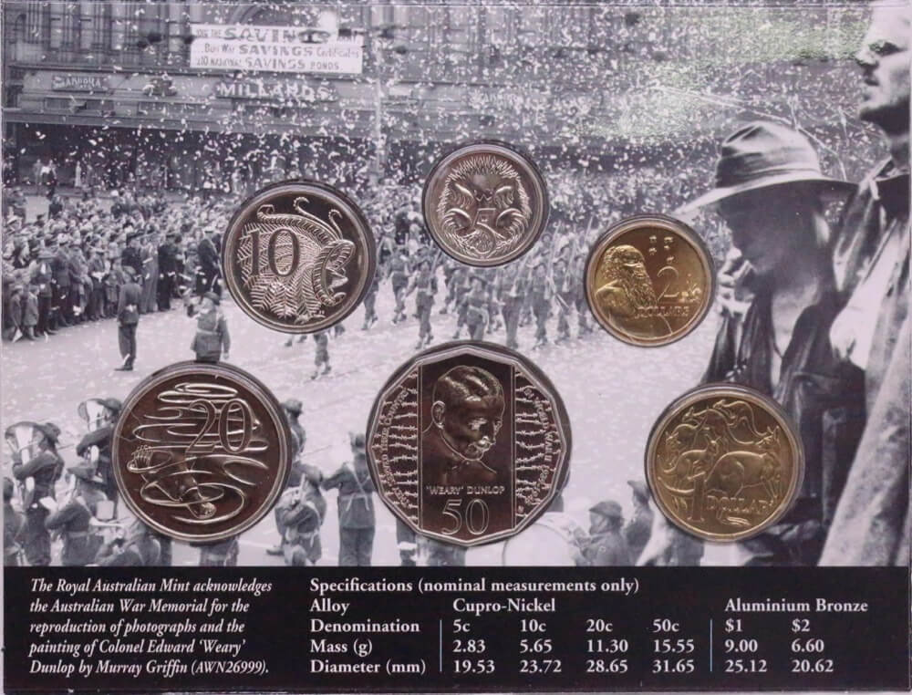 Australia 1995 Uncirculated Mint Coin Set Weary Dunlop