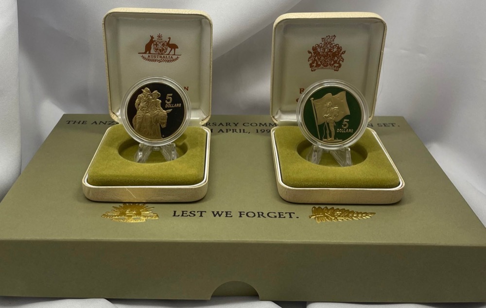 1990 Five Dollar Proof Pair Anzac 75th Anniversary