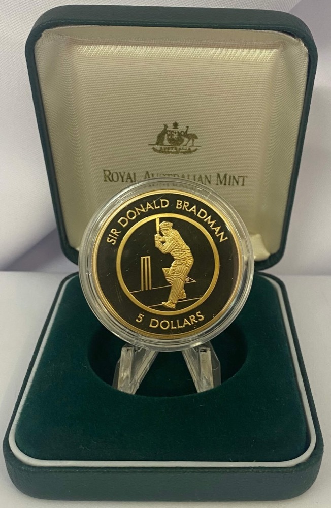 1996 5 Dollar Proof Coin Donald Bradman